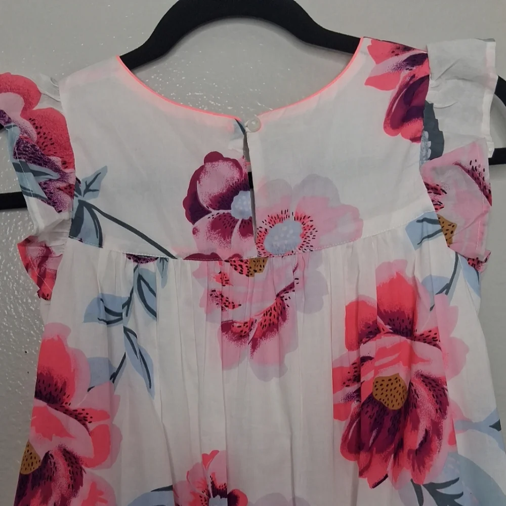 Monsoon Girls Sundress Sleeveless High Low Hem Floral Ivory Pink Purple 10 copy